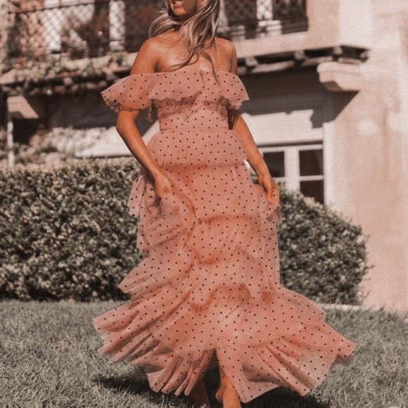 Petal & Pup Dresses & Skirts - Petal & Pup Belle Tiered Tulle Ruffle Polka Dot Maxi Dress